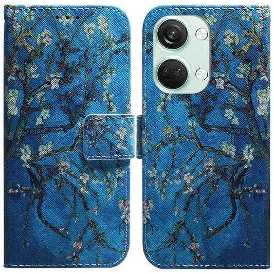 Pattern Printing Wallet Case for OnePlus Nord 3 5G / Ace 2V , PU Leather Stand Shockproof  Phone Cover - Apricot Flowers