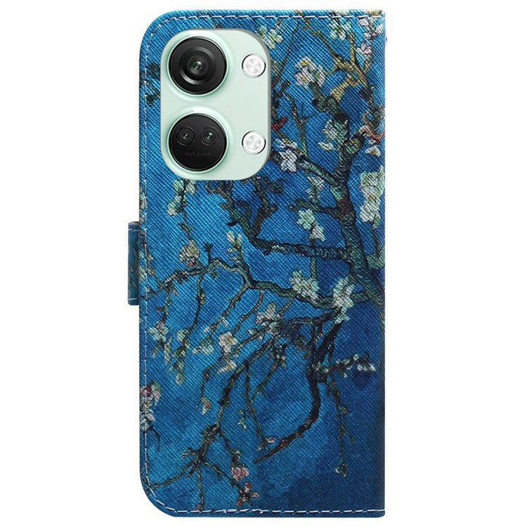 Pattern Printing Wallet Case for OnePlus Nord 3 5G / Ace 2V , PU Leather Stand Shockproof  Phone Cover - Apricot Flowers