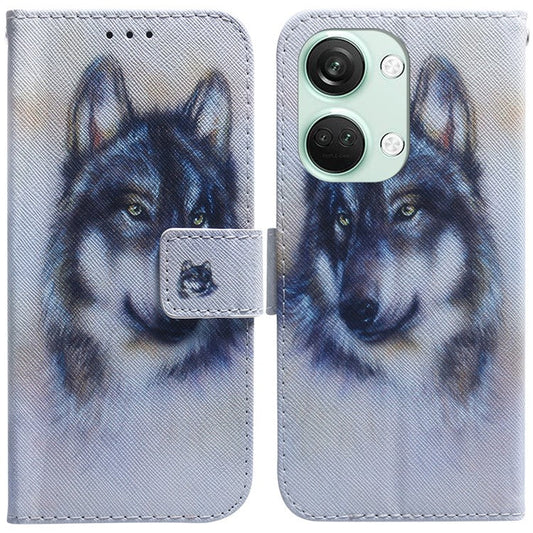 Pattern Printing Wallet Case for OnePlus Nord 3 5G / Ace 2V , PU Leather Stand Shockproof  Phone Cover - Wolf