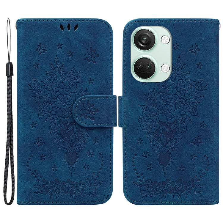 For OnePlus Nord 3 5G / Ace 2V PU Leather+TPU Wallet Stand Case Double 8-Shape Imprint Phone Cover - Blue
