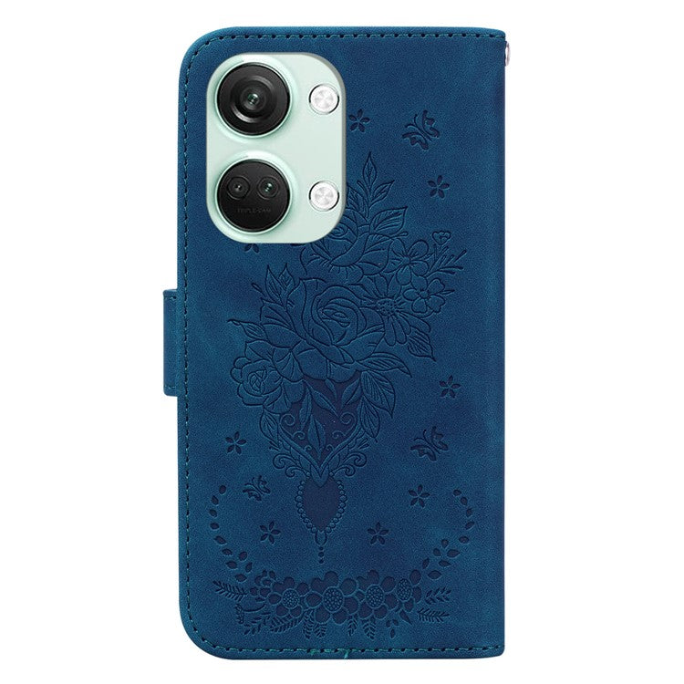For OnePlus Nord 3 5G / Ace 2V PU Leather+TPU Wallet Stand Case Double 8-Shape Imprint Phone Cover - Blue
