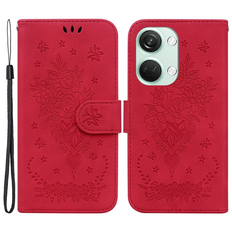 For OnePlus Nord 3 5G / Ace 2V PU Leather+TPU Wallet Stand Case Double 8-Shape Imprint Phone Cover - Red