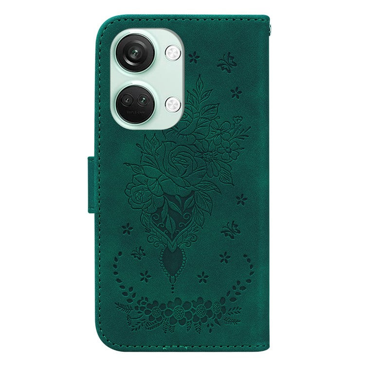 For OnePlus Nord 3 5G / Ace 2V PU Leather+TPU Wallet Stand Case Double 8-Shape Imprint Phone Cover - Green