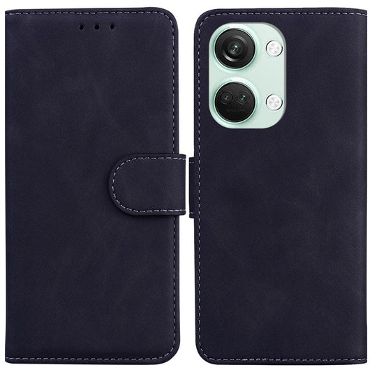 For OnePlus Nord 3 5G / Ace 2V PU Leather Wallet Case Solid Color Horizontal Stand Phone Cover - Black