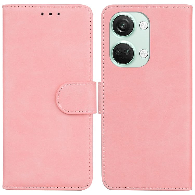 For OnePlus Nord 3 5G / Ace 2V PU Leather Wallet Case Solid Color Horizontal Stand Phone Cover - Pink