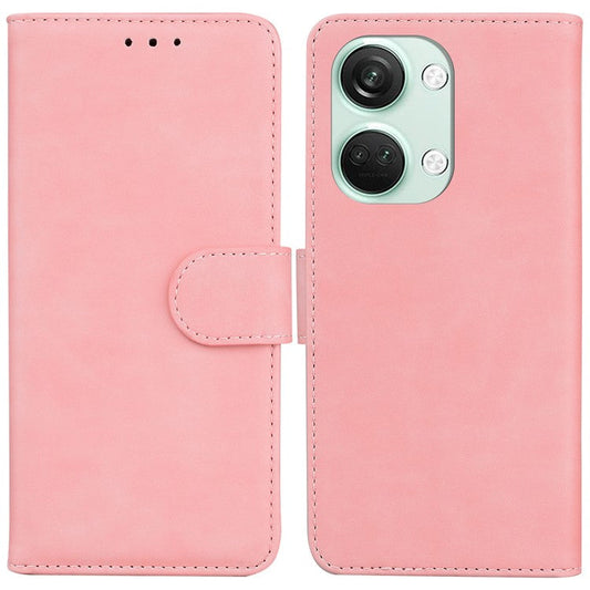 For OnePlus Nord 3 5G / Ace 2V PU Leather Wallet Case Solid Color Horizontal Stand Phone Cover - Pink