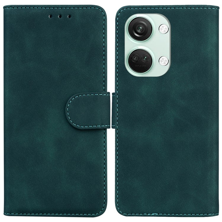 For OnePlus Nord 3 5G / Ace 2V PU Leather Wallet Case Solid Color Horizontal Stand Phone Cover - Green