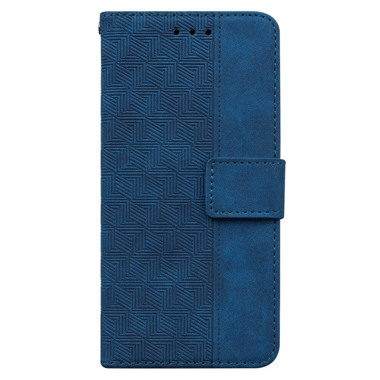 For OnePlus Nord 3 5G / Ace 2V Geometry Imprinted Stand Drop-proof Shell PU Leather Wallet Phone Cover - Blue