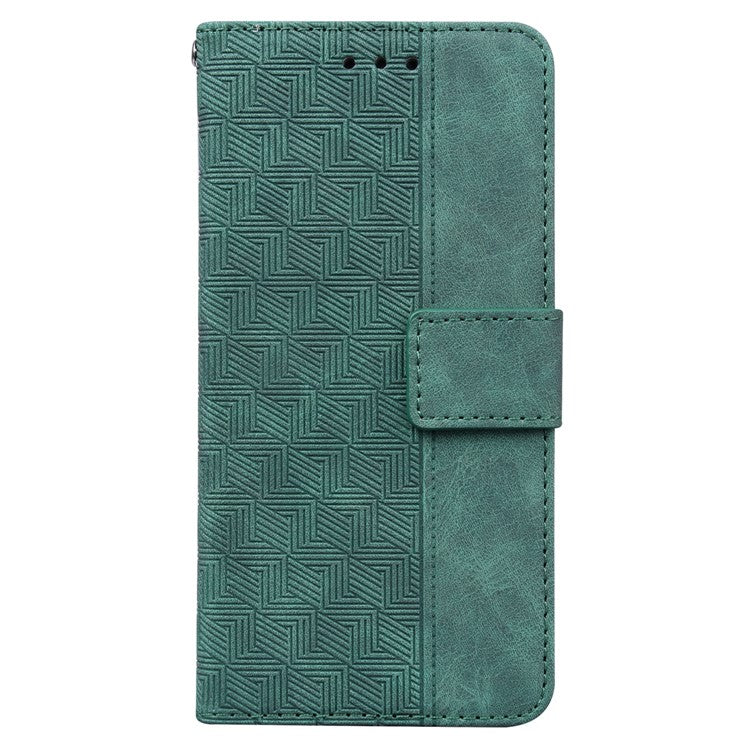 For OnePlus Nord 3 5G / Ace 2V Geometry Imprinted Stand Drop-proof Shell PU Leather Wallet Phone Cover - Green