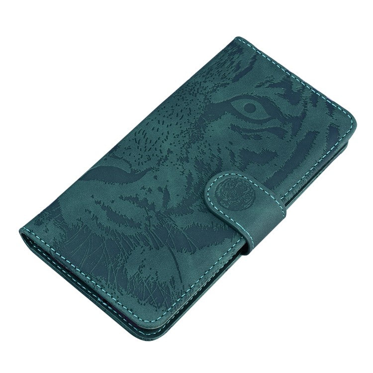 PU Leather Cover for OnePlus Nord 3 5G / Ace 2V Tiger Imprint Wallet Stand Phone Protective Shell - Green