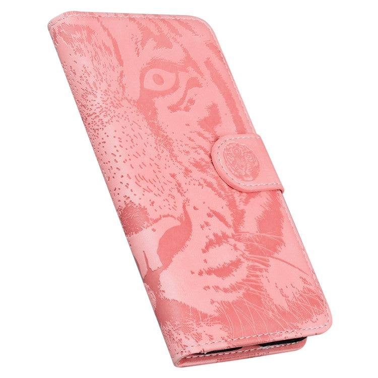 PU Leather Cover for OnePlus Nord 3 5G / Ace 2V Tiger Imprint Wallet Stand Phone Protective Shell - Pink