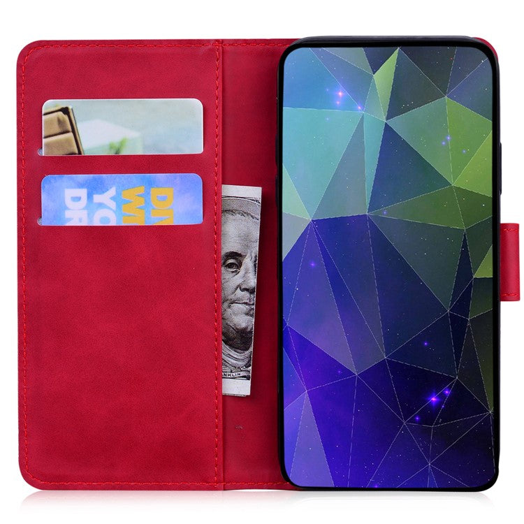 PU Leather Cover for OnePlus Nord 3 5G / Ace 2V Tiger Imprint Wallet Stand Phone Protective Shell - Red