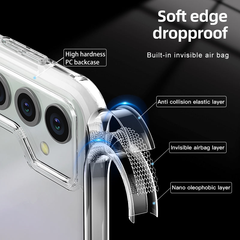 For Samsung Galaxy F34 5G / M34 5G PC+TPU Phone Case Airbag Protection Anti-drop Phone Cover - Transparent