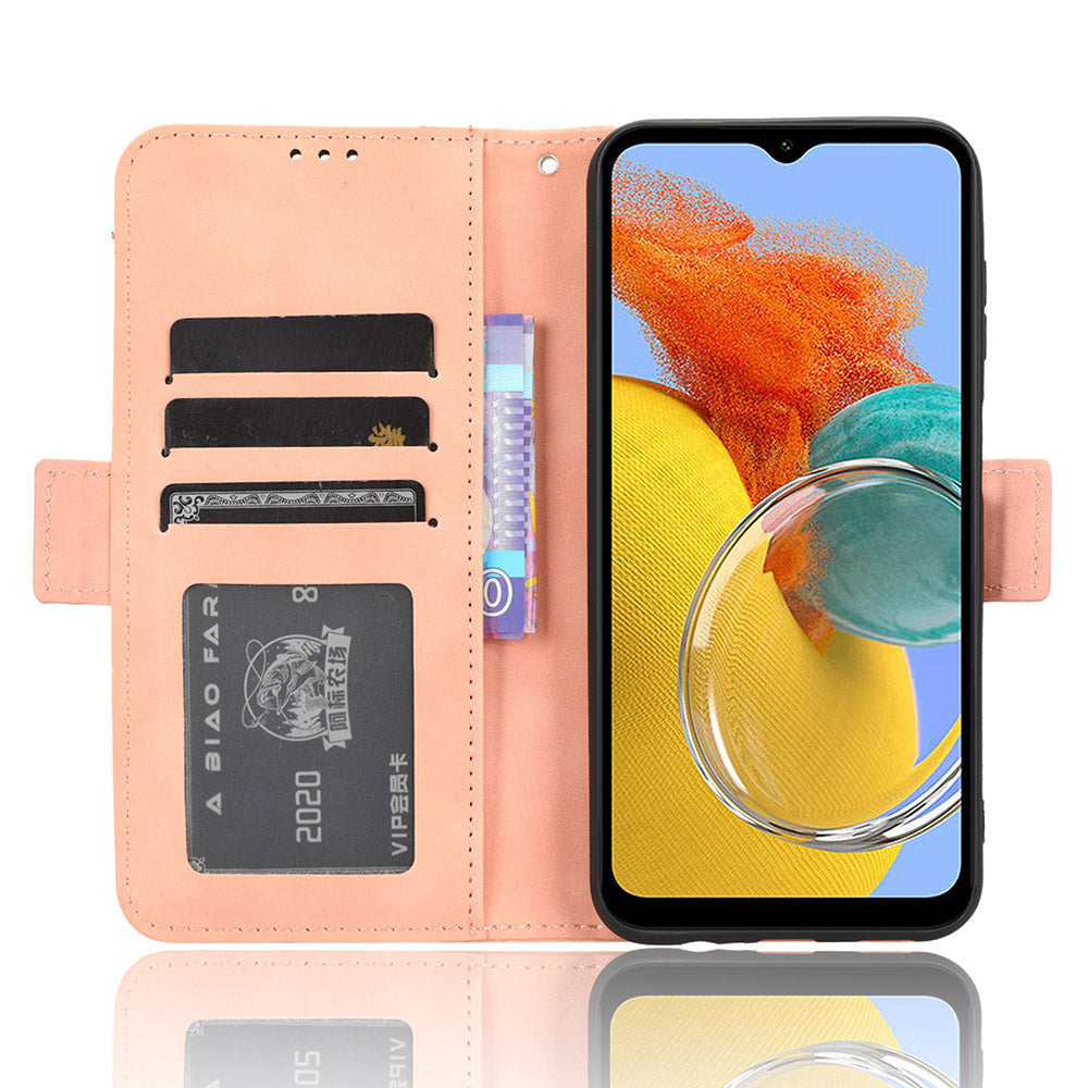 For Samsung Galaxy F34 5G / M34 5G Multiple Card Slots Phone Leather Case Wallet Stand Phone Cover - Pink
