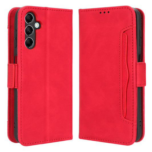 For Samsung Galaxy F34 5G / M34 5G Multiple Card Slots Phone Leather Case Wallet Stand Phone Cover - Red