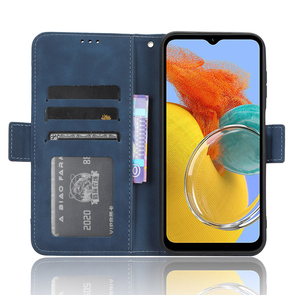 For Samsung Galaxy F34 5G / M34 5G Multiple Card Slots Phone Leather Case Wallet Stand Phone Cover - Blue