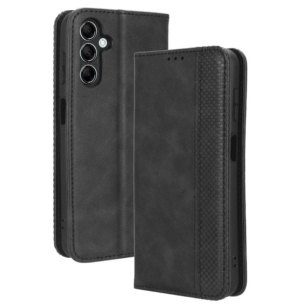 For Samsung Galaxy F34 5G / M34 5G Wallet Retro PU Leather Case Stand Protective Phone Cover - Black