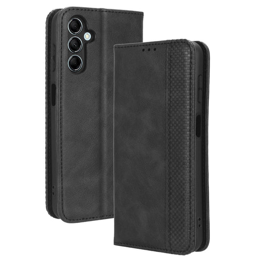 For Samsung Galaxy F34 5G / M34 5G Wallet Retro PU Leather Case Stand Protective Phone Cover - Black