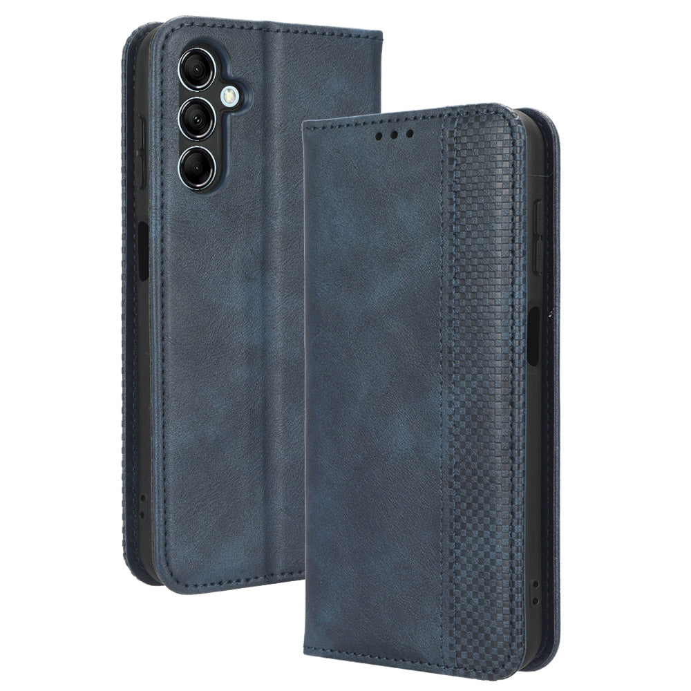 For Samsung Galaxy F34 5G / M34 5G Wallet Retro PU Leather Case Stand Protective Phone Cover - Blue