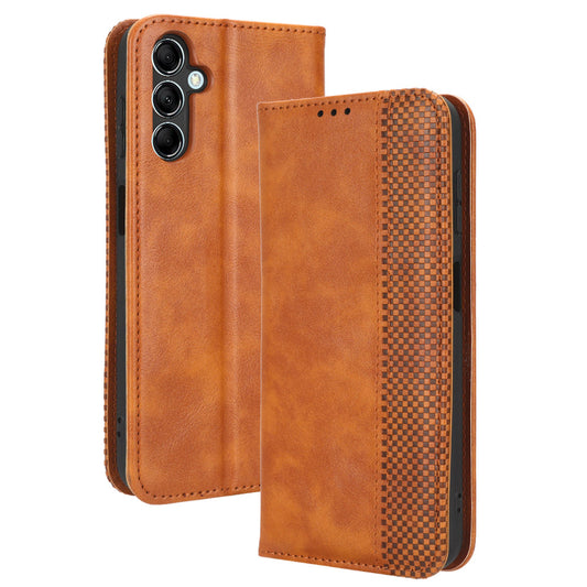 For Samsung Galaxy F34 5G / M34 5G Wallet Retro PU Leather Case Stand Protective Phone Cover - Brown