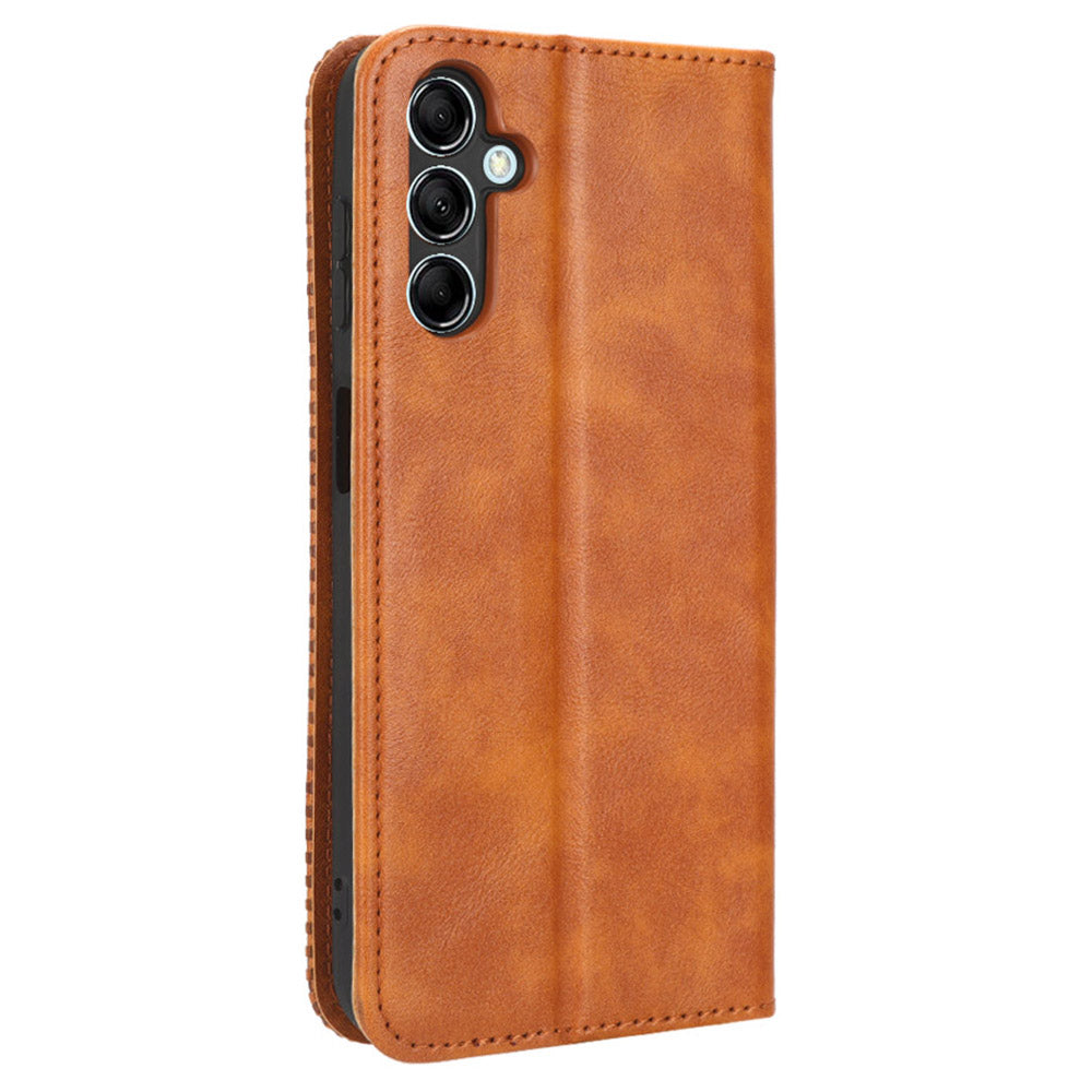 For Samsung Galaxy F34 5G / M34 5G Wallet Retro PU Leather Case Stand Protective Phone Cover - Brown