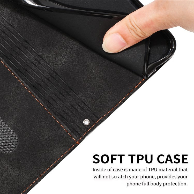 Triangle Imprinted Phone Case for Samsung Galaxy M53 5G PU Leather Flip Stand Wallet Cover with Strap - Black