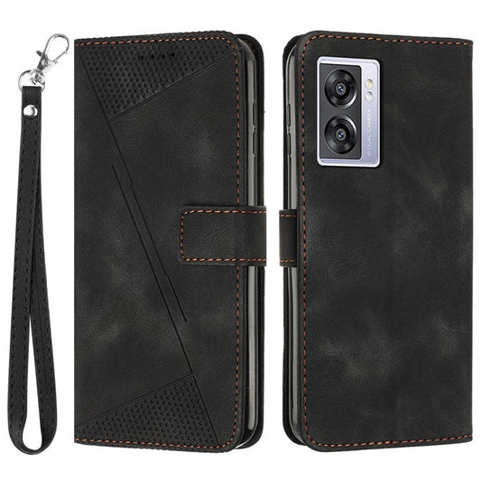For Oppo A57 (2022) 5G / A77 5G / A57 4G / A57e 4G / A57s 4G / A77 4G / A77s 4G / Realme V23 5G / OnePlus Nord N20 SE 4G Imprinted Leather Phone Stand Wallet Case - Black