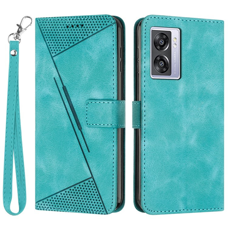For Oppo A57 (2022) 5G / A77 5G / A57 4G / A57e 4G / A57s 4G / A77 4G / A77s 4G / Realme V23 5G / OnePlus Nord N20 SE 4G Imprinted Leather Phone Stand Wallet Case - Green