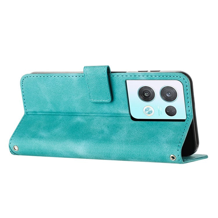 Phone Cover for Oppo Reno8 Pro 5G (Global Version) / Reno8 Pro+ (China) 5G PU Leather+TPU Triangle Imprinted Stand Wallet Case - Green