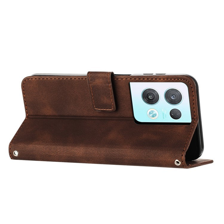 Phone Cover for Oppo Reno8 Pro 5G (Global Version) / Reno8 Pro+ (China) 5G PU Leather+TPU Triangle Imprinted Stand Wallet Case - Brown