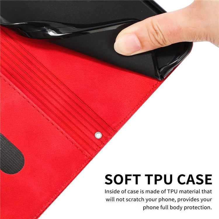Phone Cover for Oppo Reno10 Pro+ 5G Anti-fall PU Leather+TPU Triangle Imprinted Stand Wallet Case - Red