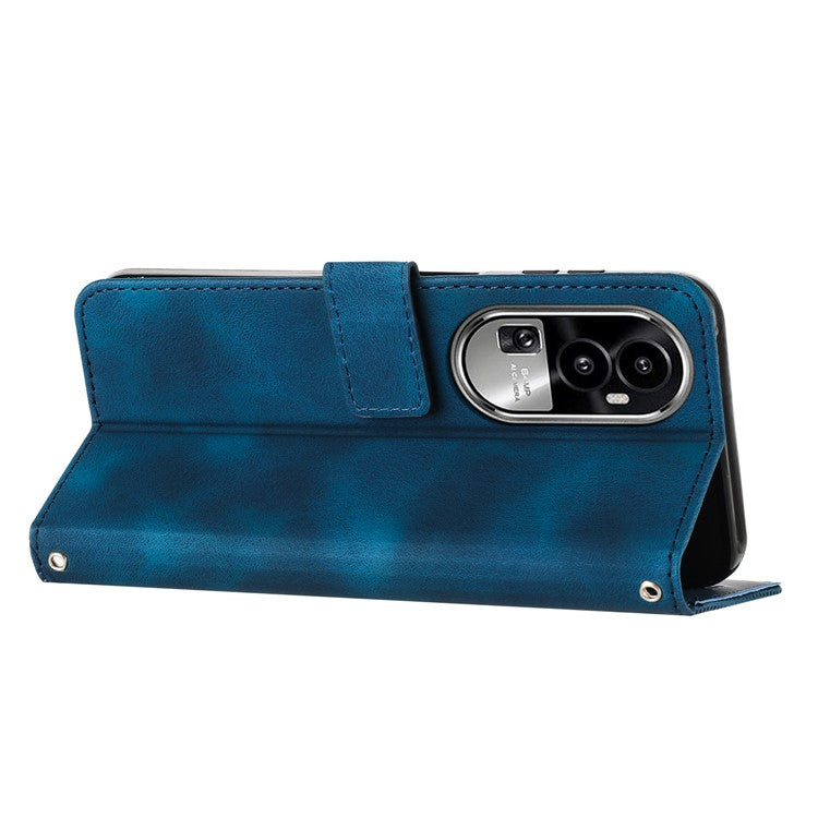Phone Cover for Oppo Reno10 Pro+ 5G Anti-fall PU Leather+TPU Triangle Imprinted Stand Wallet Case - Sapphire