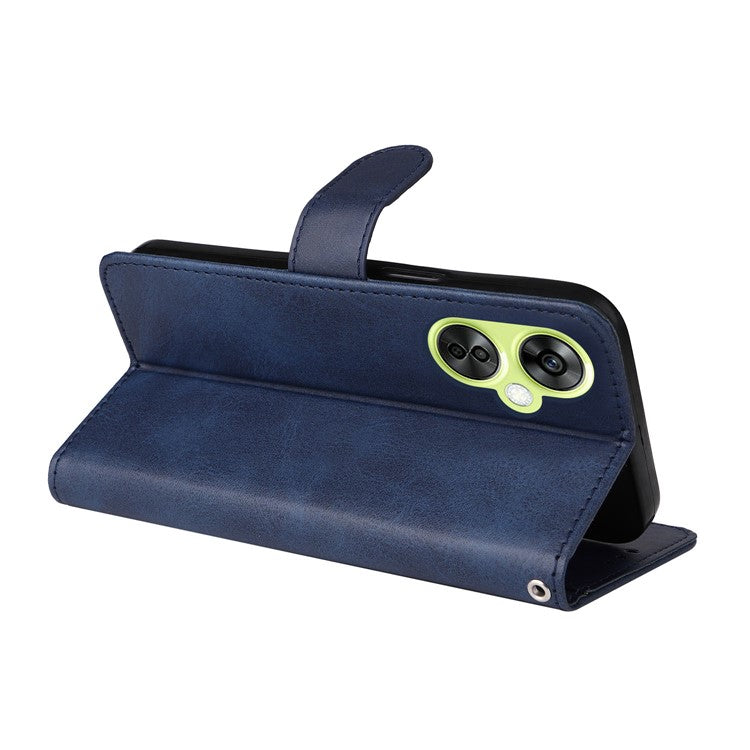 Wallet Stand Case for OnePlus Nord CE 3 Lite 5G / N30 5G / Oppo K11x 5G PU Leather Calf Texture Phone Cover - Blue