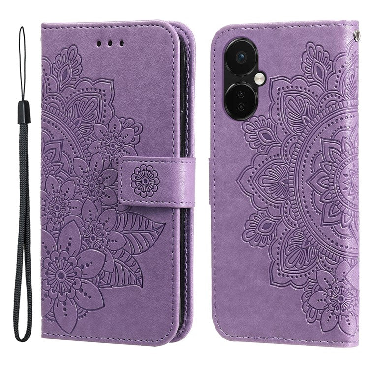 Stand Cover for OnePlus Nord CE3 5G / Oppo K11 5G Flower Imprint PU Leather Wallet Phone Case - Purple