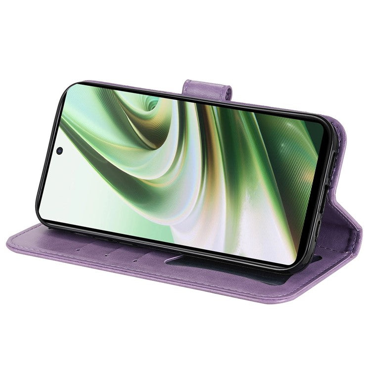 Stand Cover for OnePlus Nord CE3 5G / Oppo K11 5G Flower Imprint PU Leather Wallet Phone Case - Purple