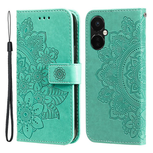 Stand Cover for OnePlus Nord CE3 5G / Oppo K11 5G Flower Imprint PU Leather Wallet Phone Case - Green