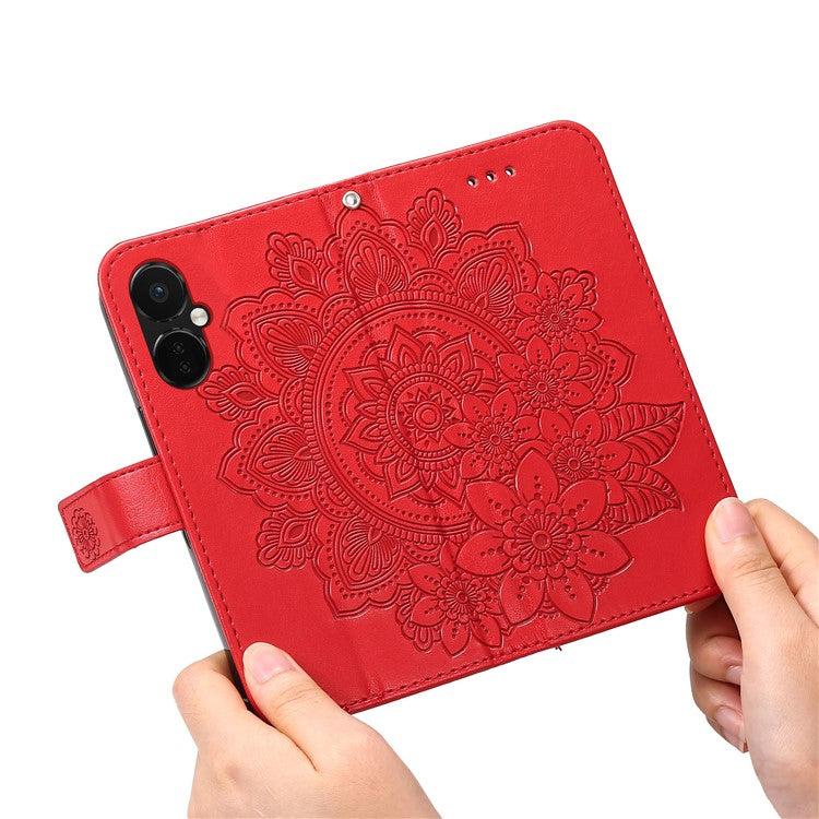 Stand Cover for OnePlus Nord CE3 5G / Oppo K11 5G Flower Imprint PU Leather Wallet Phone Case - Red