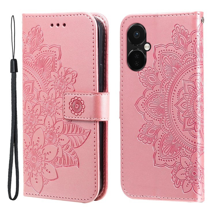 Stand Cover for OnePlus Nord CE3 5G / Oppo K11 5G Flower Imprint PU Leather Wallet Phone Case - Pink