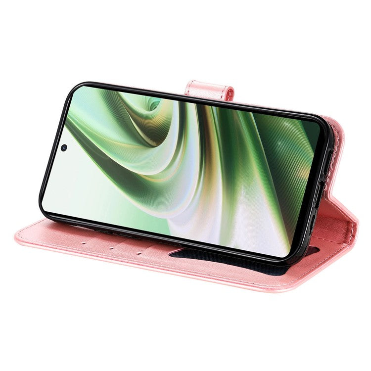 Stand Cover for OnePlus Nord CE3 5G / Oppo K11 5G Flower Imprint PU Leather Wallet Phone Case - Pink