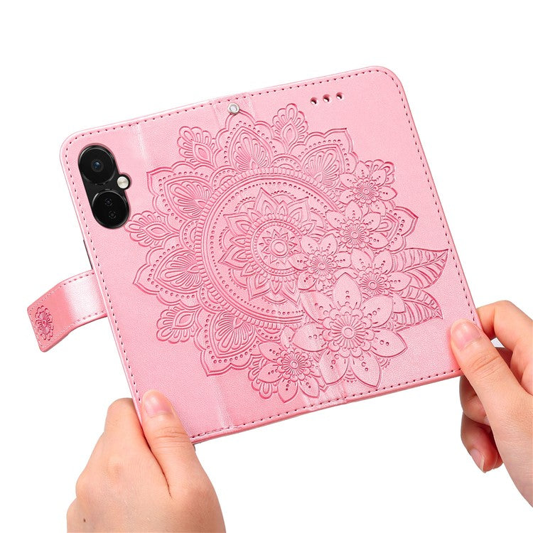 Stand Cover for OnePlus Nord CE3 5G / Oppo K11 5G Flower Imprint PU Leather Wallet Phone Case - Pink