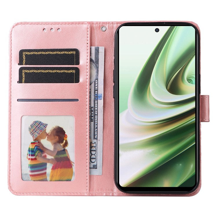 For OnePlus Nord CE3 5G / Oppo K11 5G Shockproof Wallet Stand Phone Cover Sunflower Imprint Leather Case - Pink