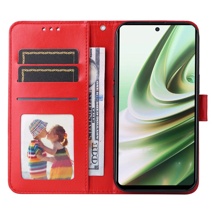 For OnePlus Nord CE3 5G / Oppo K11 5G Shockproof Wallet Stand Phone Cover Sunflower Imprint Leather Case - Red