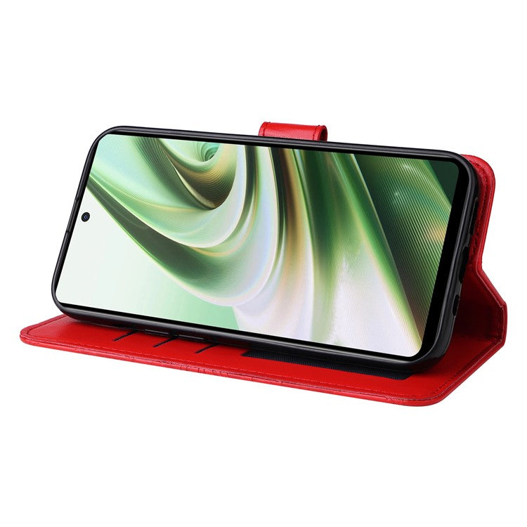 For OnePlus Nord CE3 5G / Oppo K11 5G Shockproof Wallet Stand Phone Cover Sunflower Imprint Leather Case - Red