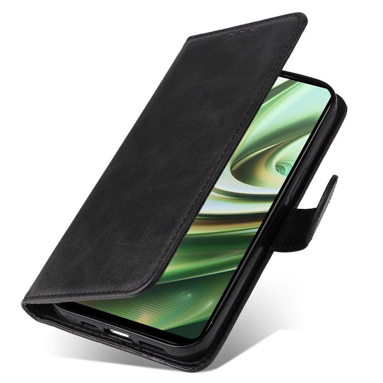 For OnePlus Nord CE3 5G / Oppo K11 5G Calf Texture Phone Case Leather Wallet Stand Protection Cover - Black