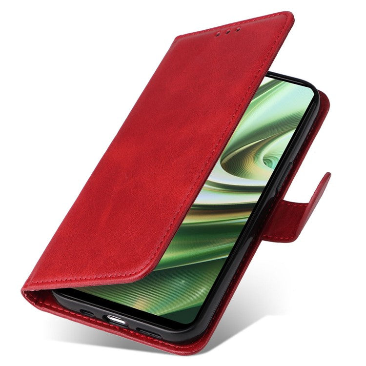 For OnePlus Nord CE3 5G / Oppo K11 5G Calf Texture Phone Case Leather Wallet Stand Protection Cover - Red