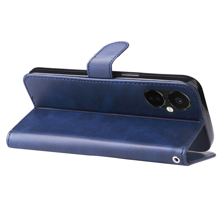 For OnePlus Nord CE3 5G / Oppo K11 5G Zipper Pocket Wallet Stand Phone Case Calf Texture Leather Cover - Blue