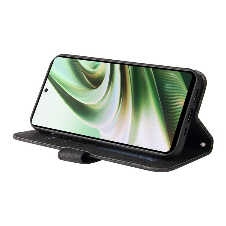For OnePlus Nord CE3 5G / Oppo K11 5G Imprinted Lines PU Leather Stand Wallet Case Skin-touch Phone Cover - Black