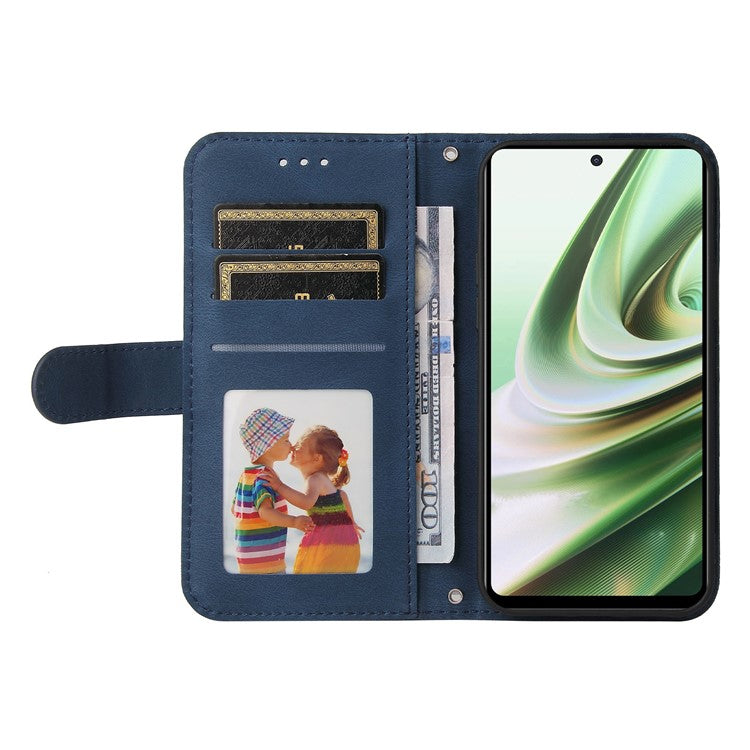 For OnePlus Nord CE3 5G / Oppo K11 5G Imprinted Lines PU Leather Stand Wallet Case Skin-touch Phone Cover - Blue