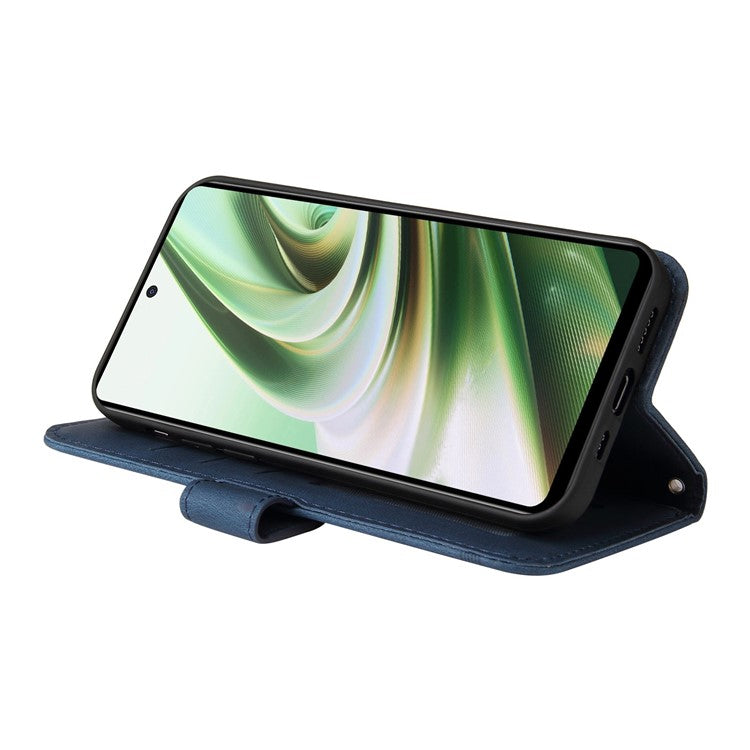 For OnePlus Nord CE3 5G / Oppo K11 5G Imprinted Lines PU Leather Stand Wallet Case Skin-touch Phone Cover - Blue