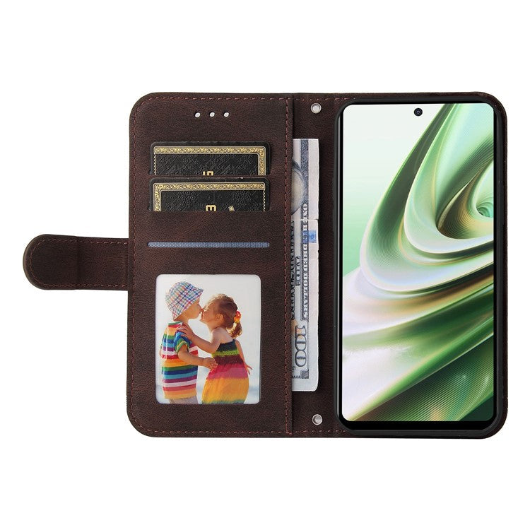 For OnePlus Nord CE3 5G / Oppo K11 5G Imprinted Lines PU Leather Stand Wallet Case Skin-touch Phone Cover - Brown